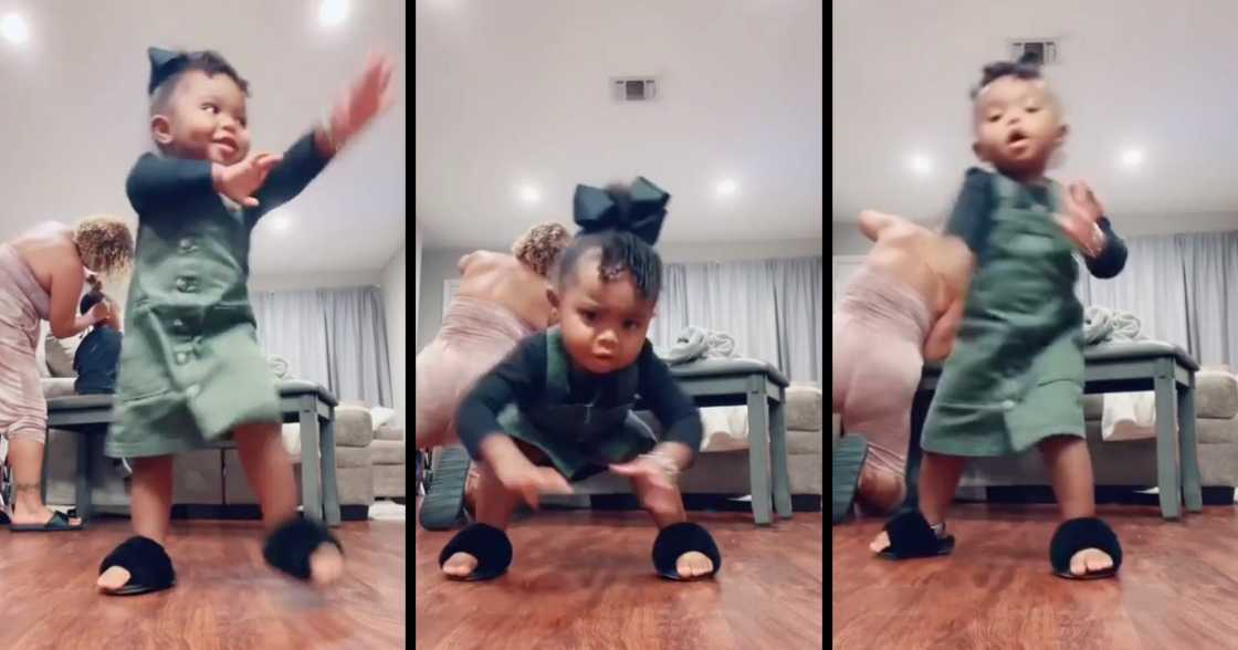 Cute toddler, twerking, TitTok dance, little girl, vibing