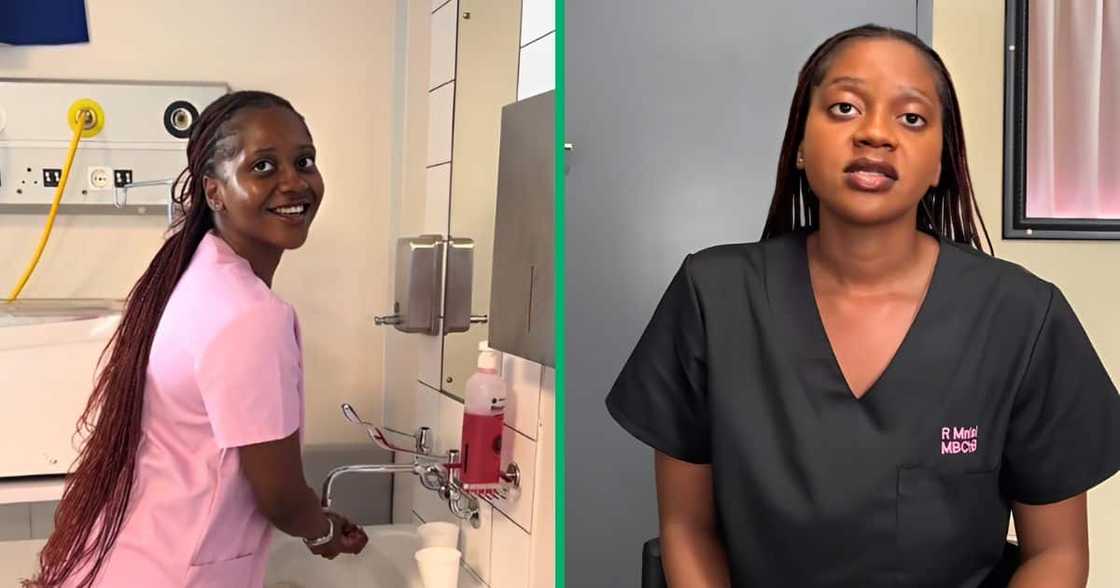 A young woman returned to school after obtaining a diploma and celebrated her fifth year in medical school. A young woman returned to school after obtaining a diploma and celebrated her fifth year in medical school.