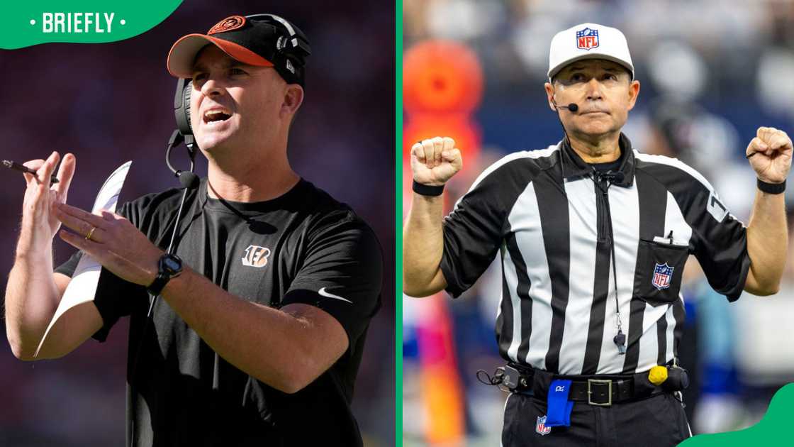 Head coach Zac Taylor and Referee Brad Allen Head coach Zac Taylor and Referee Brad Allen