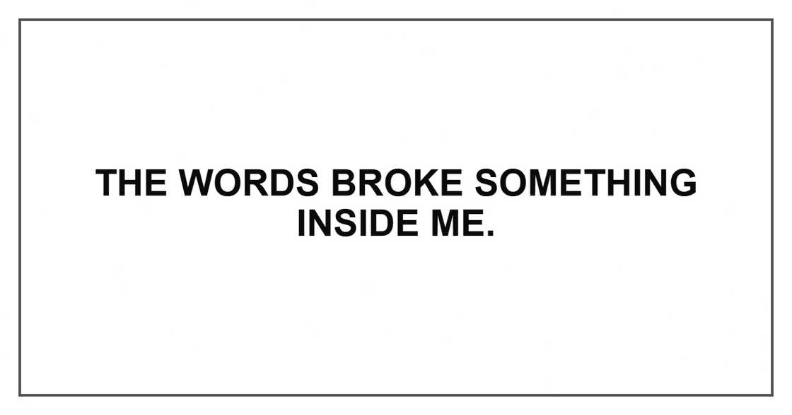 The words broke something inside me.