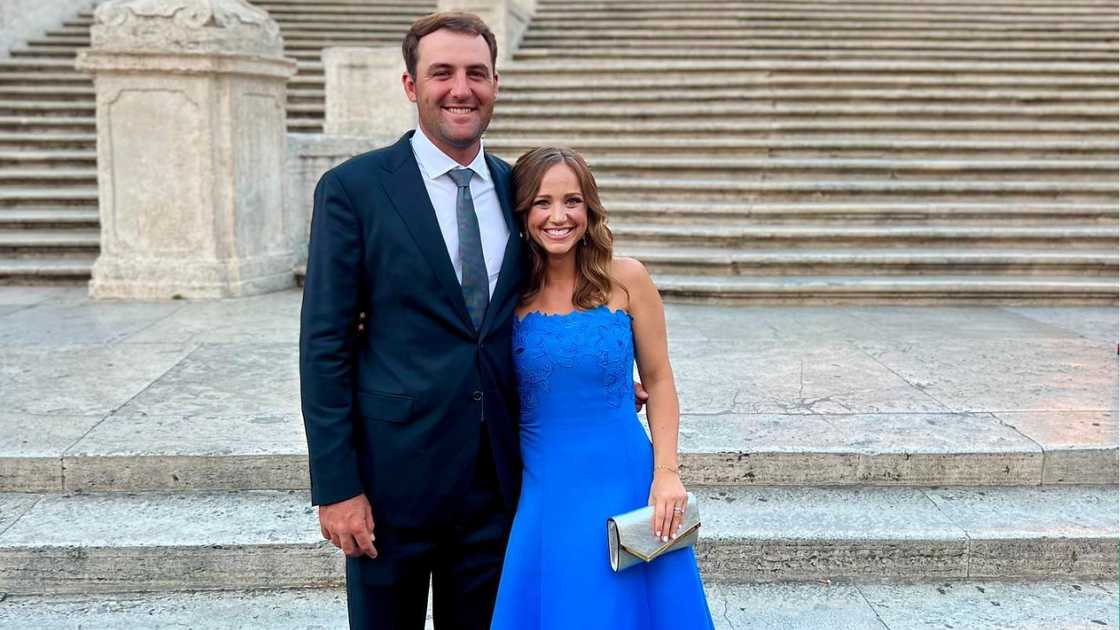 Scottie Scheffler and wife Meredith Scudder at the Marco Simone Golf and Country Club in Rome. Scottie Scheffler and wife Meredith Scudder at the Marco Simone Golf and Country Club in Rome.