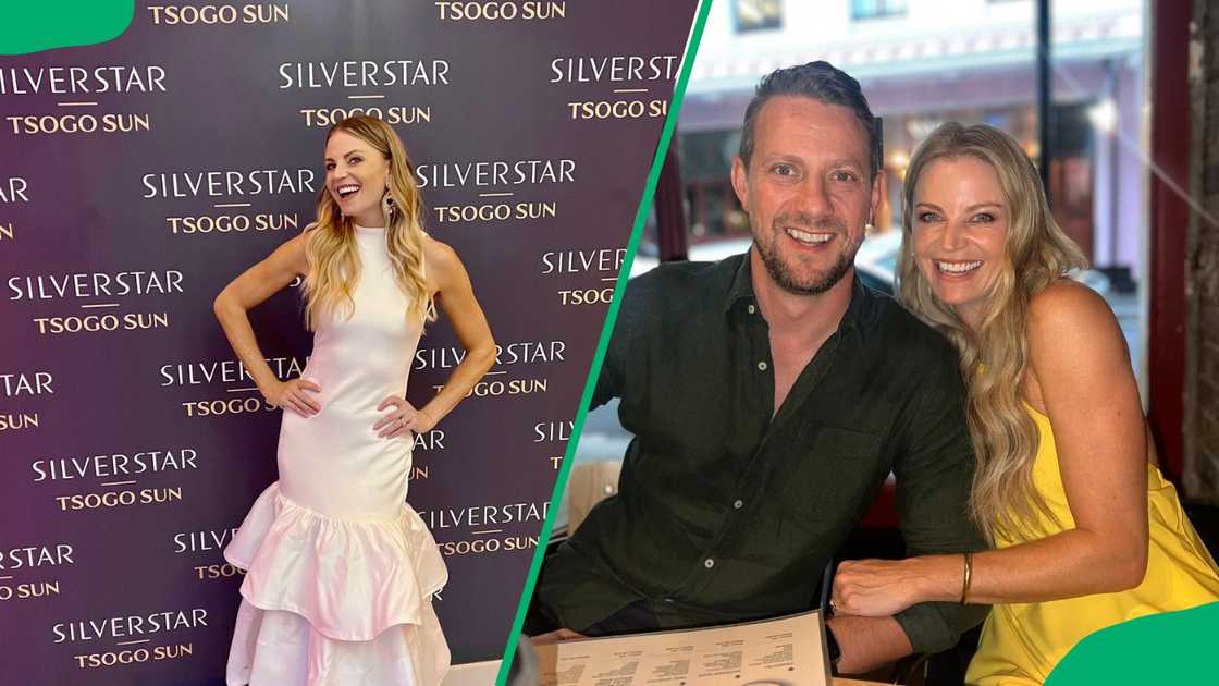 Leani van Niekerk in a cream gown, and she poses next to her spouse as she rocks a yellow dress Leani van Niekerk in a cream gown, and she poses next to her spouse as she rocks a yellow dress