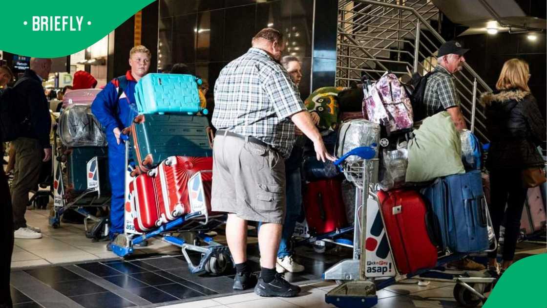 Afrikaners from South African at the airport on their way to the USA