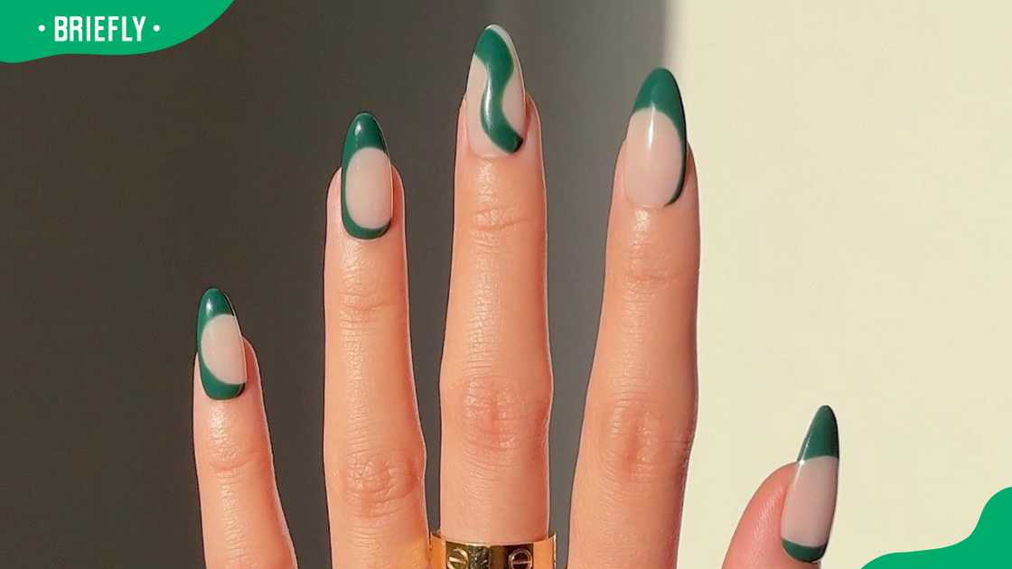 Abstract green nail design