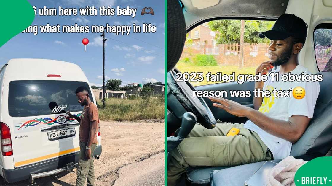 Muzi sitting inside his quantum taxi on the right Muzi sitting inside his quantum taxi on the right