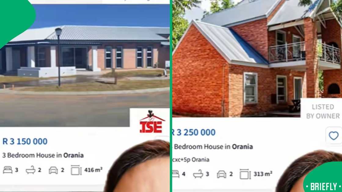 The visual on the right showed a 4-bedroom house for sale for about R3 million
