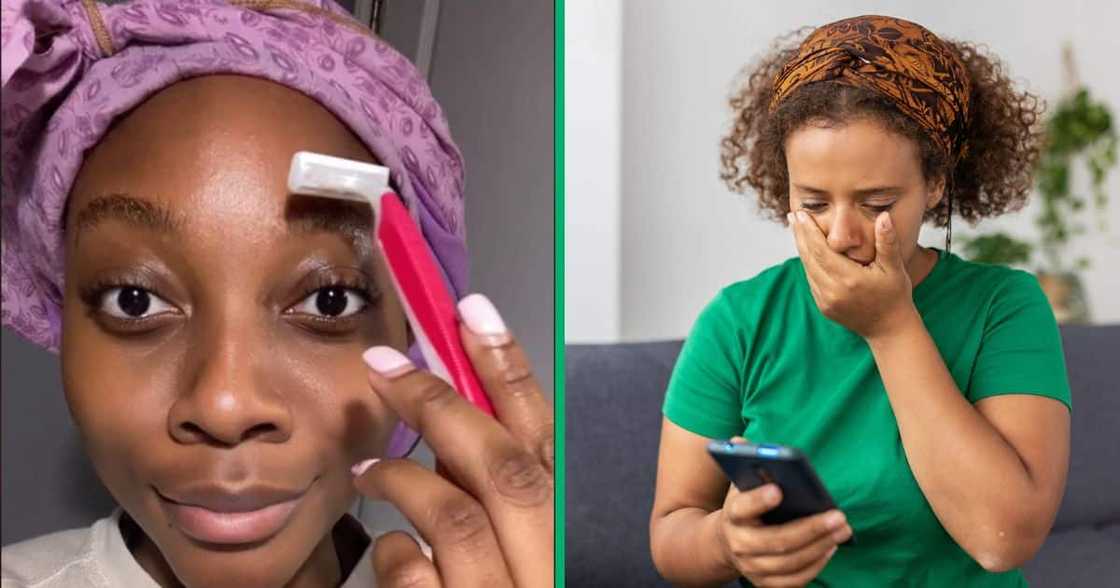A woman shaved her eyebrows in a TikTok video A woman shaved her eyebrows in a TikTok video