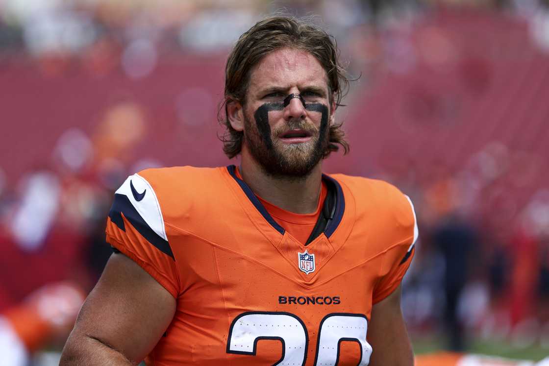 Michael Burton of the Denver Broncos at Raymond James Stadium