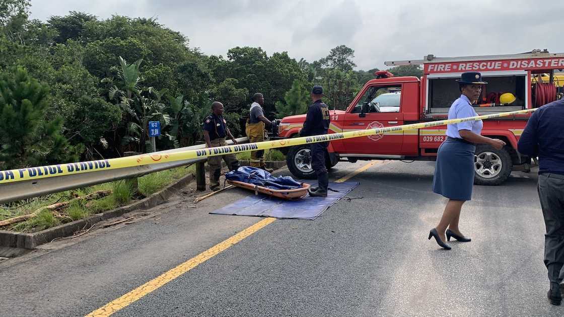 Three people were killed in Margate, KwaZulu-Natal after their car was swept of a bridge during a heavy storm Three people were killed in Margate, KwaZulu-Natal after their car was swept of a bridge during a heavy storm