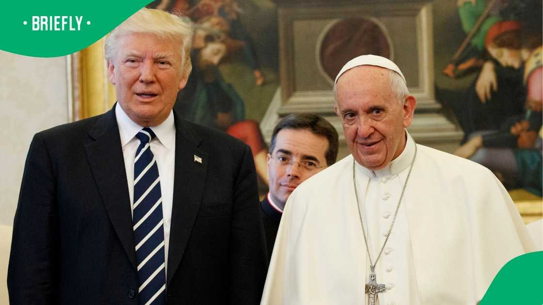 Donald Trump and the former head of the Catholic church, Pope Francis Donald Trump and the former head of the Catholic church, Pope Francis