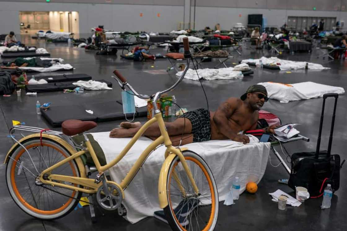 Kermic Luster rests in a cooling center at the Oregon Convention Center on June 27, 2021 in Portland, Oregon Kermic Luster rests in a cooling center at the Oregon Convention Center on June 27, 2021 in Portland, Oregon