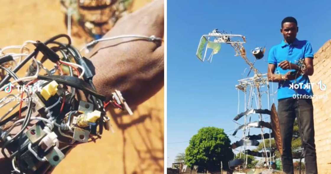 Mzansi man demonstrating his robot toy invention on TikTok Mzansi man demonstrating his robot toy invention on TikTok