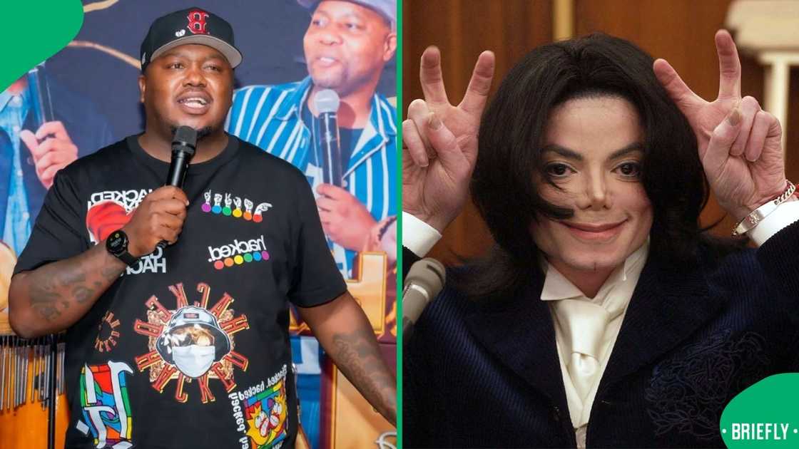 Online users reacted to Skhumba's photo with Michael Jackson's impersonator
