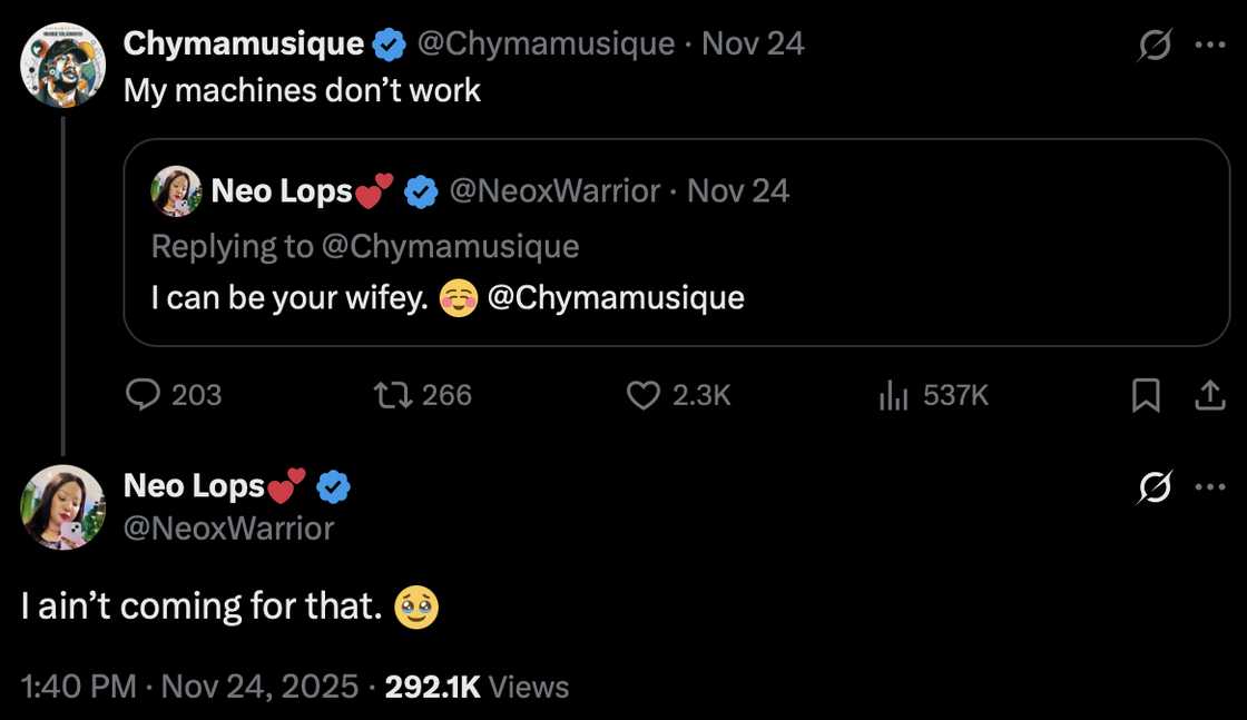 Chymamusique was approached by a woman on social media