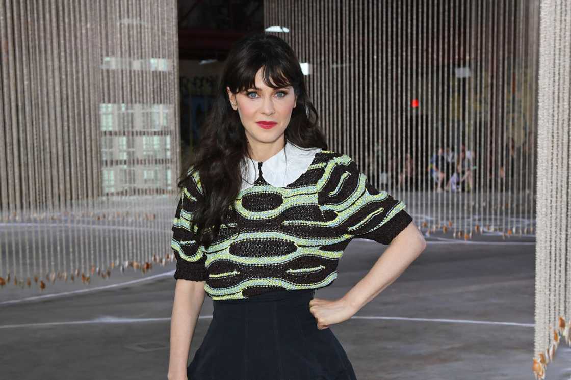 Zooey Deschanel attends the Ulla Johnson SS24 front row during New York Fashion Week