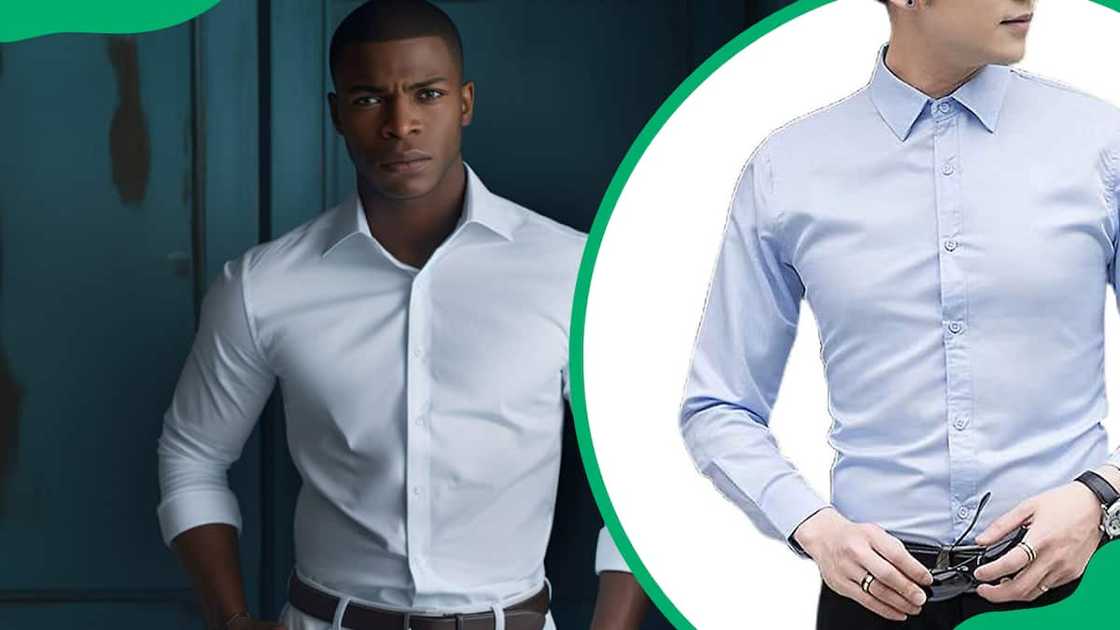 A man wearing dress shirt A man wearing dress shirt