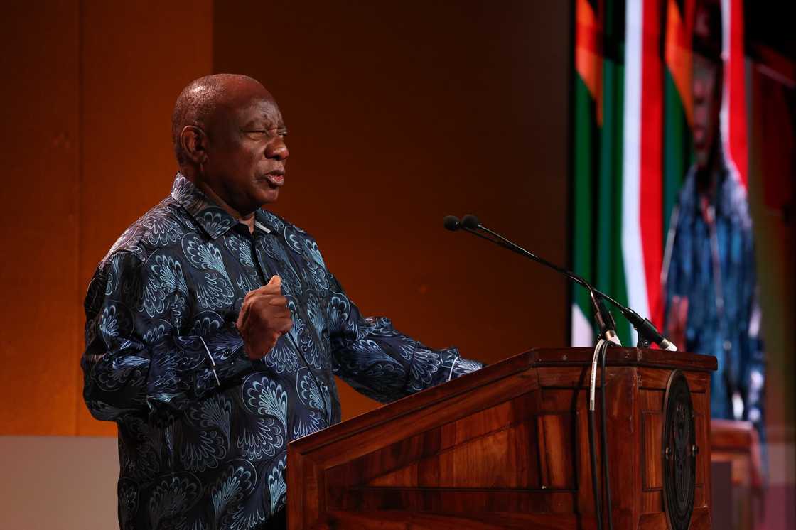 Cyril Ramaphosa delivering an address