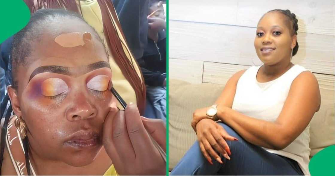 Woman takes a risk and gets makeup done in Small Street. Woman takes a risk and gets makeup done in Small Street.