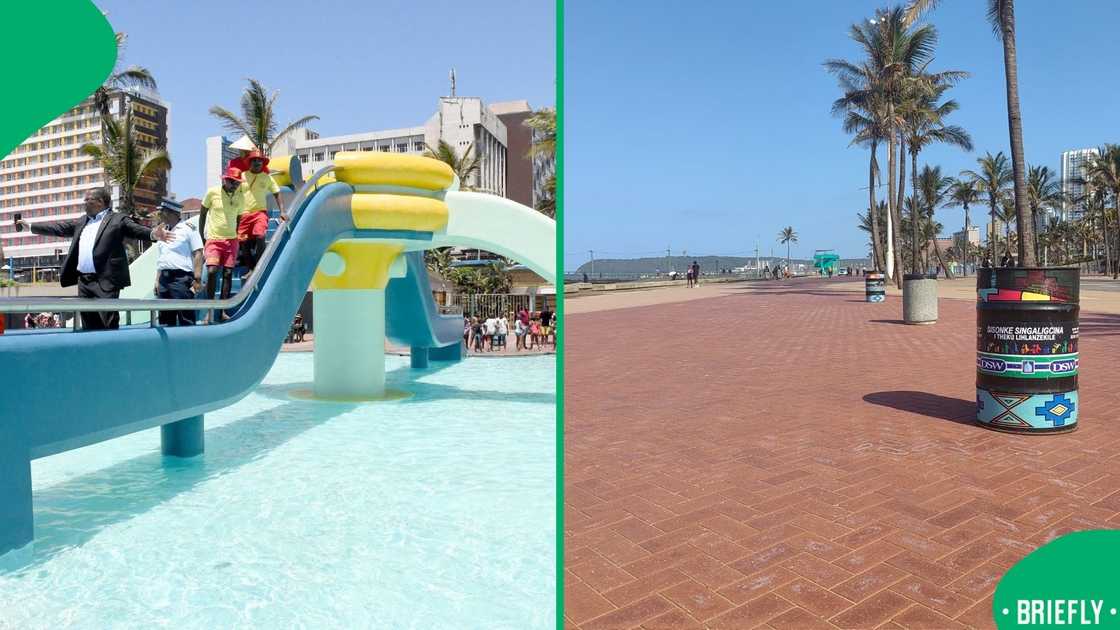 The image on the right showed the walkway in Durban