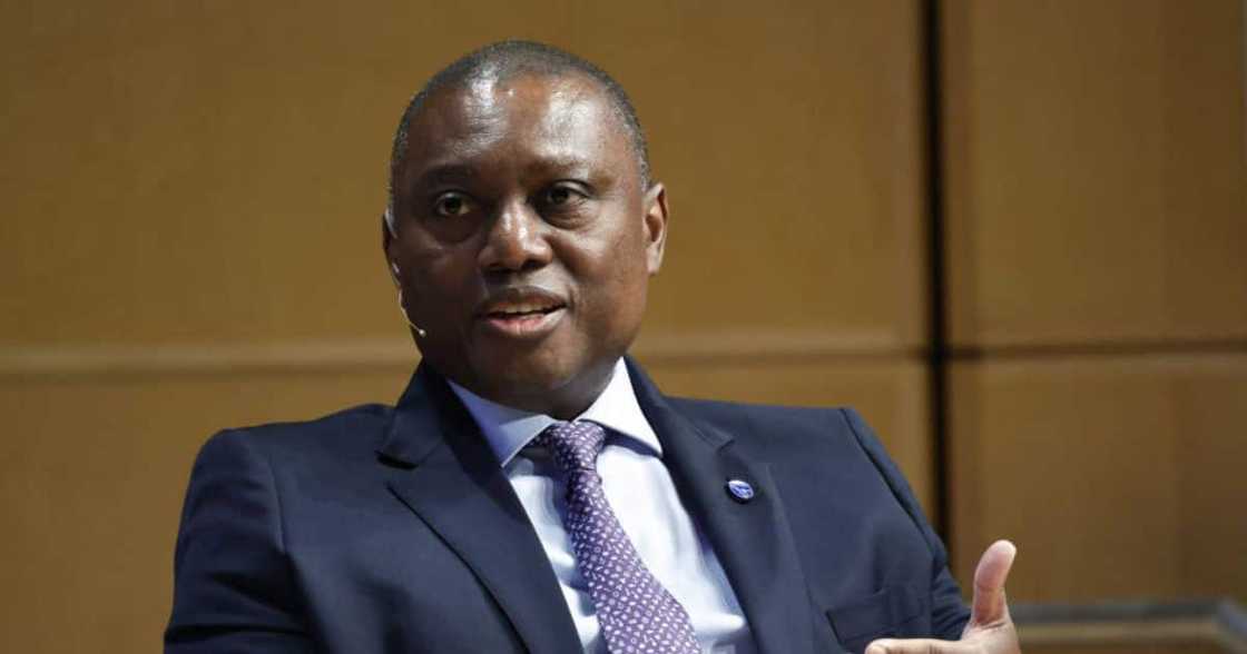 Sim Tshabalala, group chief executive at Standard Bank, speaks during the Institute of International Finance (IIF) annual membership meeting in Washington, DC, US, on Friday, Oct. 14, 2022.