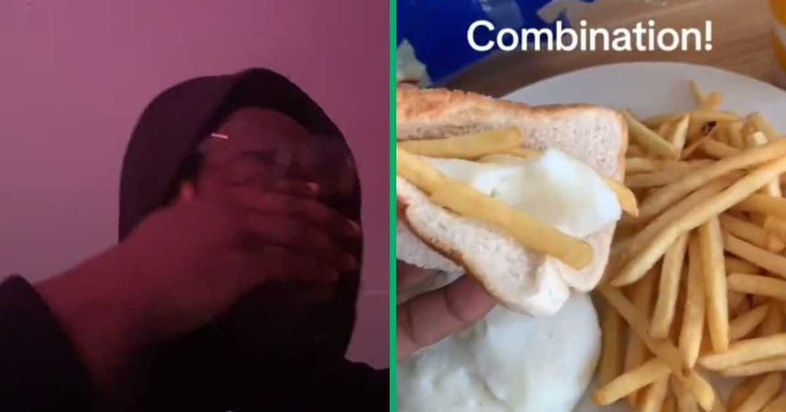 Pap, chips and bread meal in TikTok video Pap, chips and bread meal in TikTok video