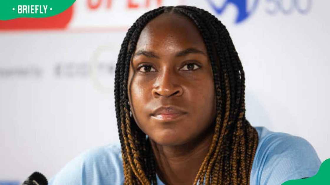 Coco Gauff at a media interview