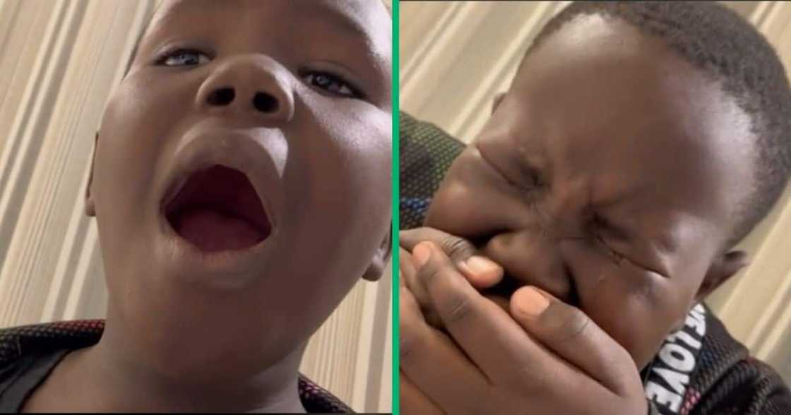 Young man reacts to sibling Young man reacts to sibling