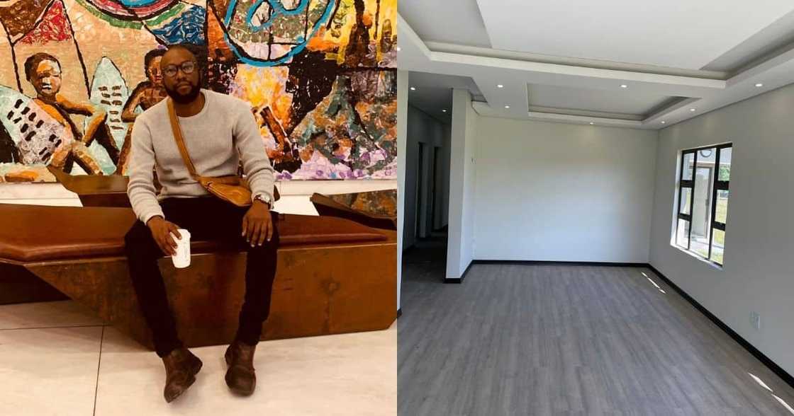 Proud man, new home, modernised, stunning design, furniture Proud man, new home, modernised, stunning design, furniture