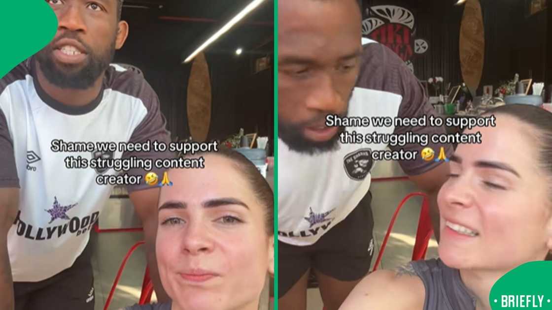 A lively screenshot from the viral TikTok video featuring Siya Kolisi’s genuine interaction with a fan
