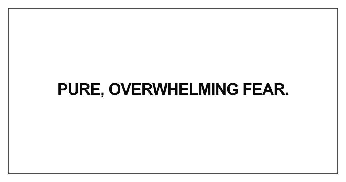 Pure, overwhelming fear Pure, overwhelming fear