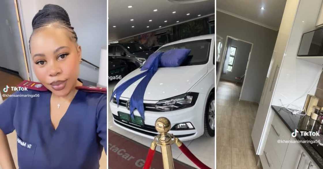 A nurse celebrates bagging her qualification, a car, and a lovely place A nurse celebrates bagging her qualification, a car, and a lovely place