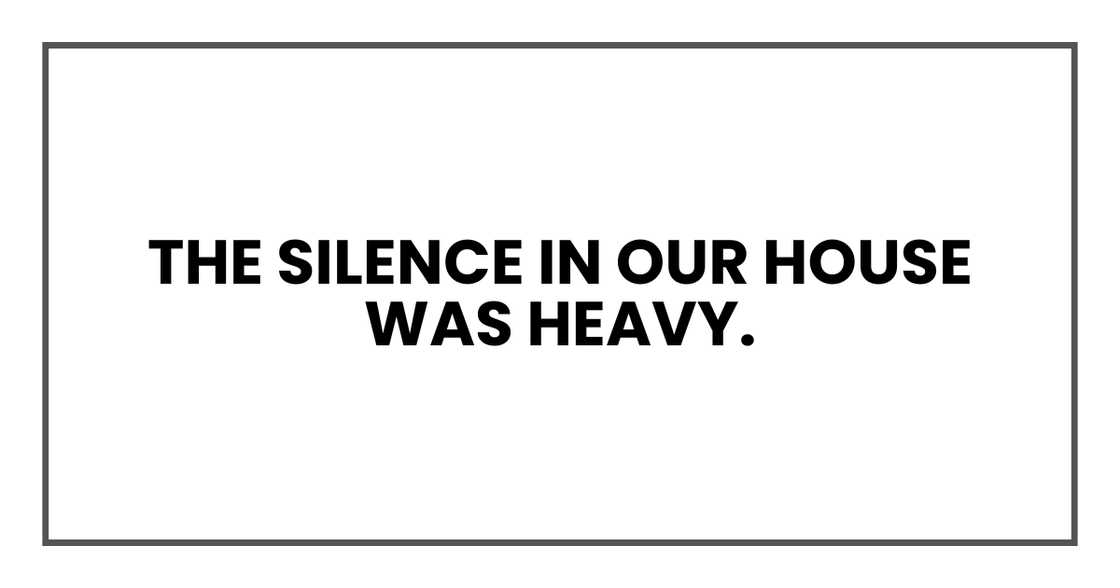 The silence in our house was heavy. The silence in our house was heavy.