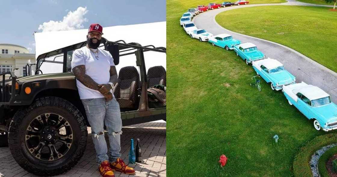 Rick Ross, driver's licence, 45 years old, 100 cars