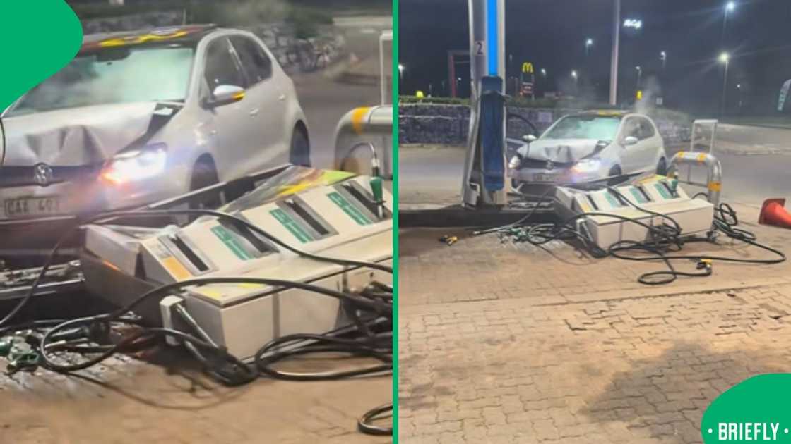 The image on the right showed the damage caused by the VW car The image on the right showed the damage caused by the VW car