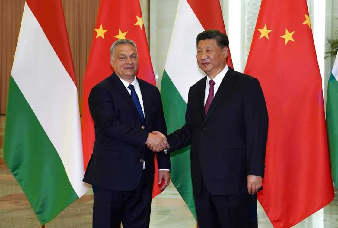 Hungarian Prime Minister Viktor Orban (L) and Chinese President Xi Jinping, seen during a meeting in 2019 in Beijing Hungarian Prime Minister Viktor Orban (L) and Chinese President Xi Jinping, seen during a meeting in 2019 in Beijing