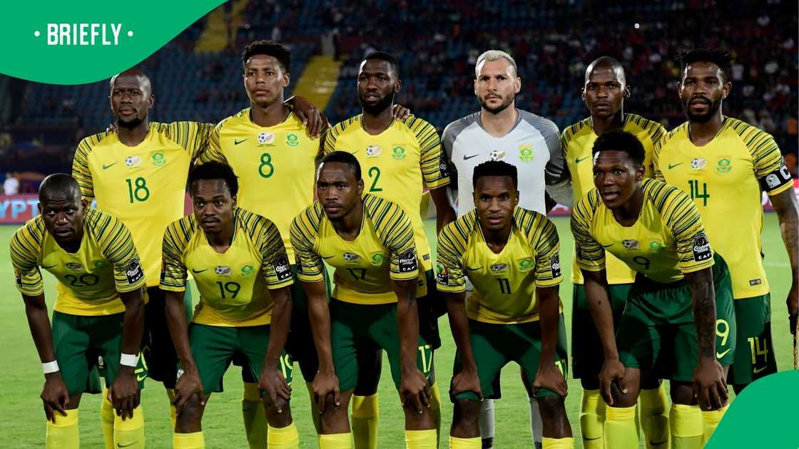 Bongani Zungu lined up with other Bafana Bafana players during the 2019 Africa Cup of Nations in Egypt.