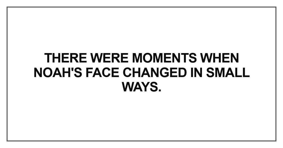 There were moments when Noah's face changed There were moments when Noah's face changed
