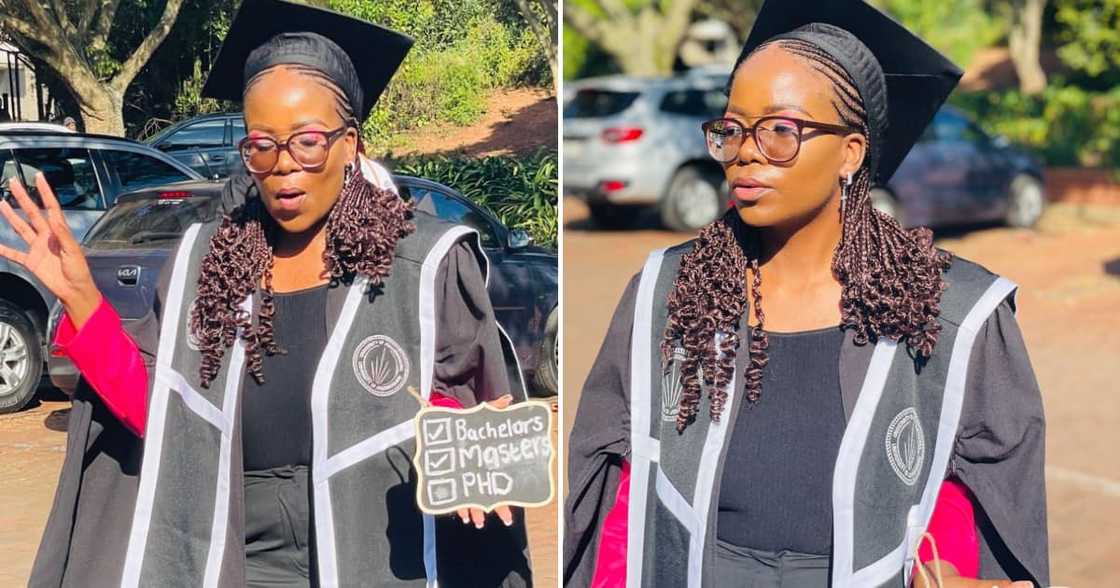 The lady bagged her master's degree in construction The lady bagged her master's degree in construction