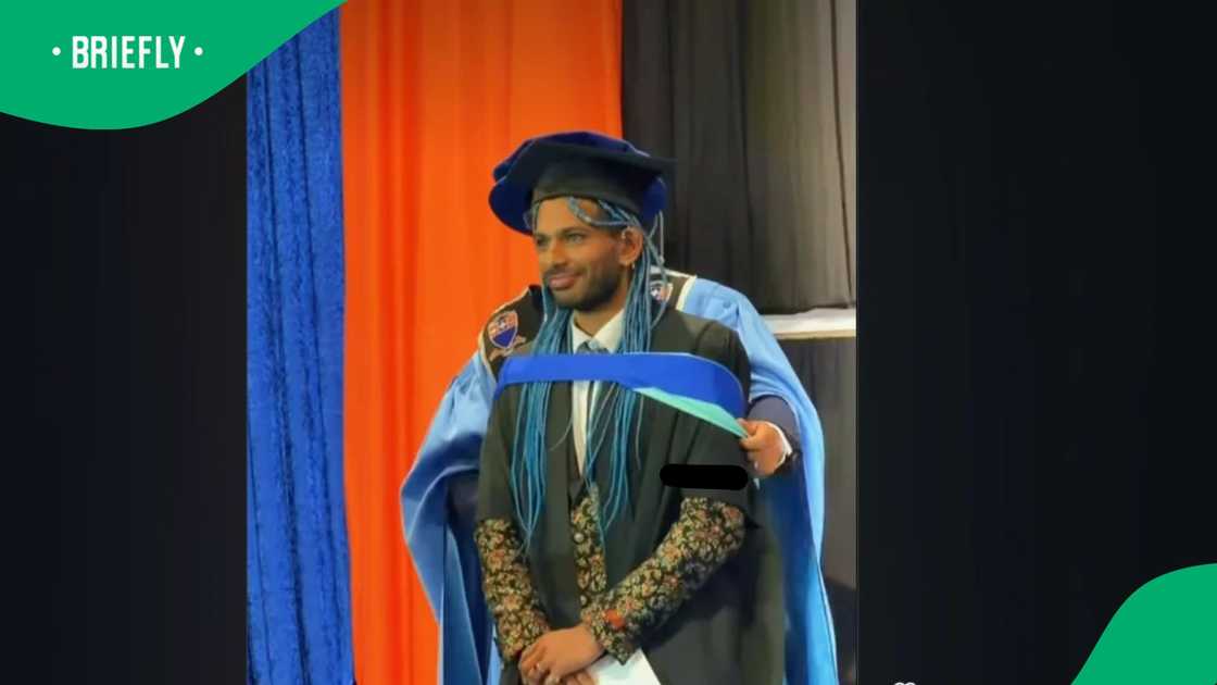 Dr Yaseen Bismilla on his graduation day honouring GBV victims. Dr Yaseen Bismilla on his graduation day honouring GBV victims.