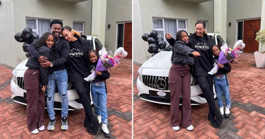 Kagiso Modupe bought a Mercedes Benz for his wife, Liza Lopes. Kagiso Modupe bought a Mercedes Benz for his wife, Liza Lopes.