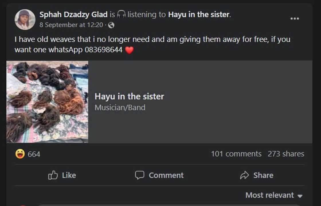 woman sells old wigs on Facebook woman sells old wigs on Facebook