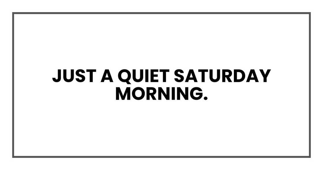 Just a quiet Saturday morning. Just a quiet Saturday morning.