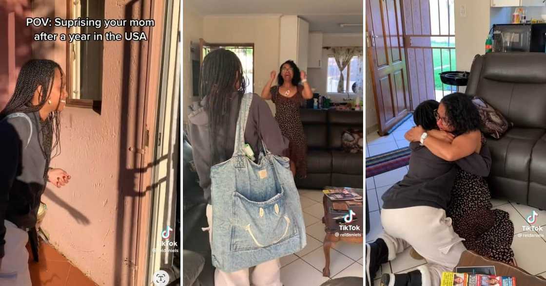 SA woman surprises her mother after her trip to the US SA woman surprises her mother after her trip to the US