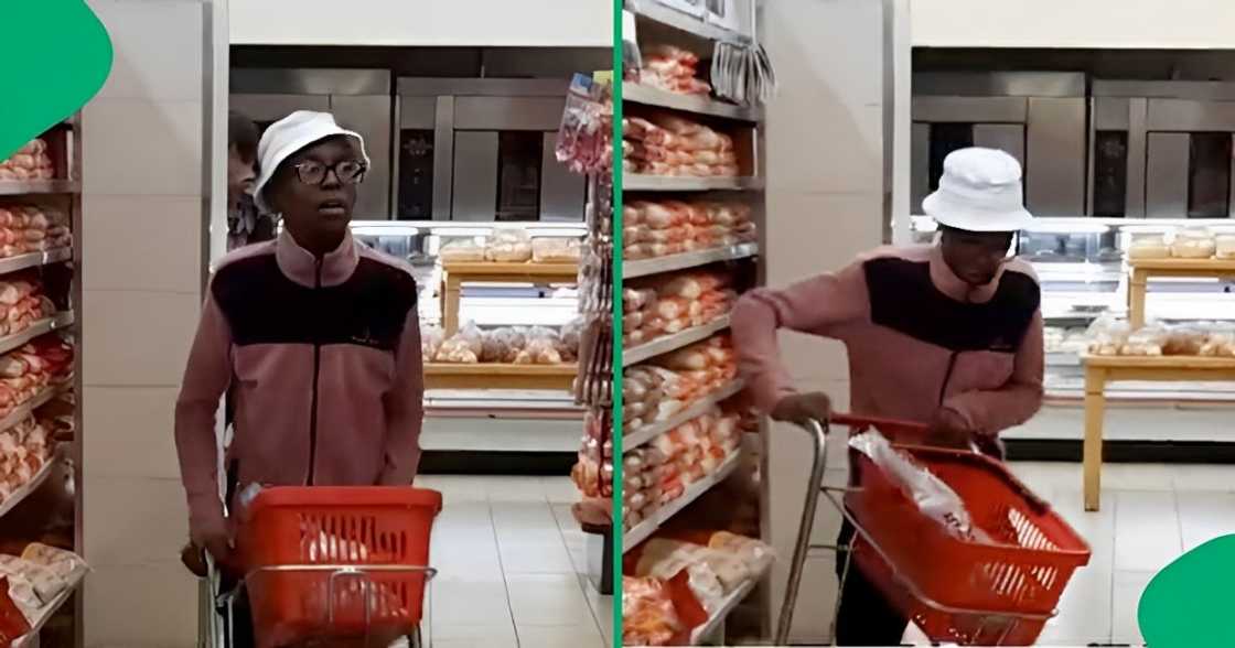 A Mzansi man struggled with driving a Shoprite trolley A Mzansi man struggled with driving a Shoprite trolley