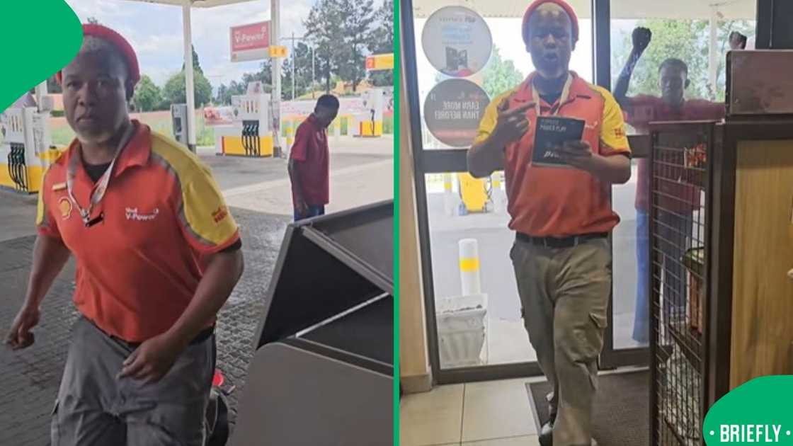 The picture on the right captured Damreh inside the petrol station The picture on the right captured Damreh inside the petrol station