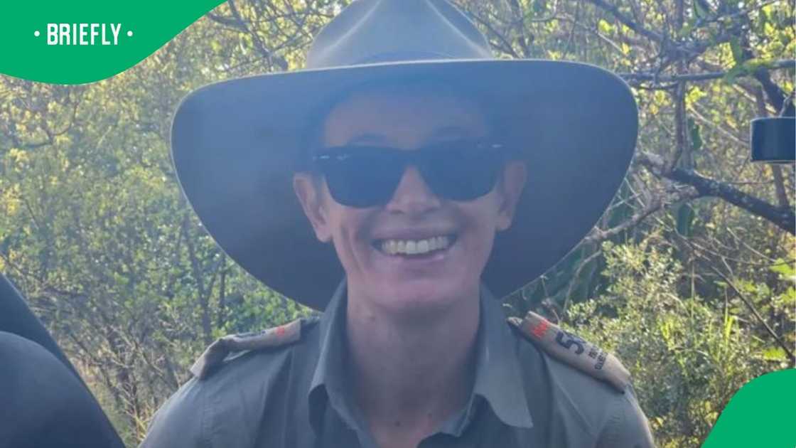 Loiuse smiled for the camera in her safari guide uniform