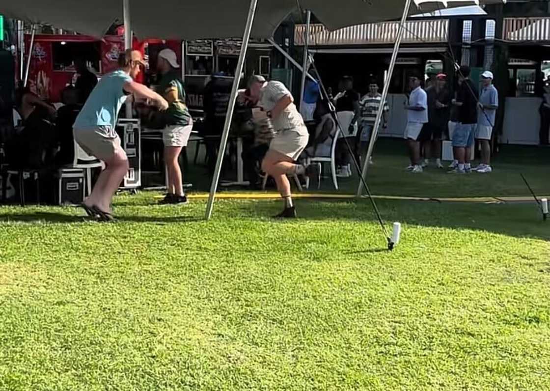 Three Afrikaner gents' lively vibe at an outdoor event had everyone in stitches. Three Afrikaner gents' lively vibe at an outdoor event had everyone in stitches.