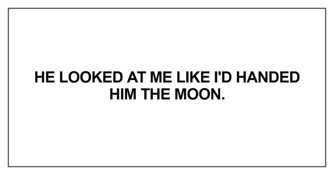 He looked at me like I'd handed him the moon He looked at me like I'd handed him the moon