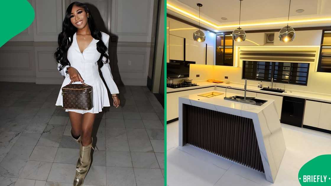 A woman showed her mansion in Nigeria.
