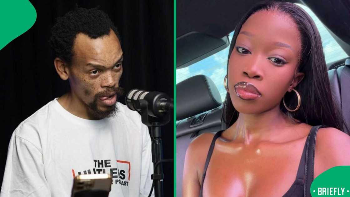 The image on the right showed singer Thatohatsi in a car